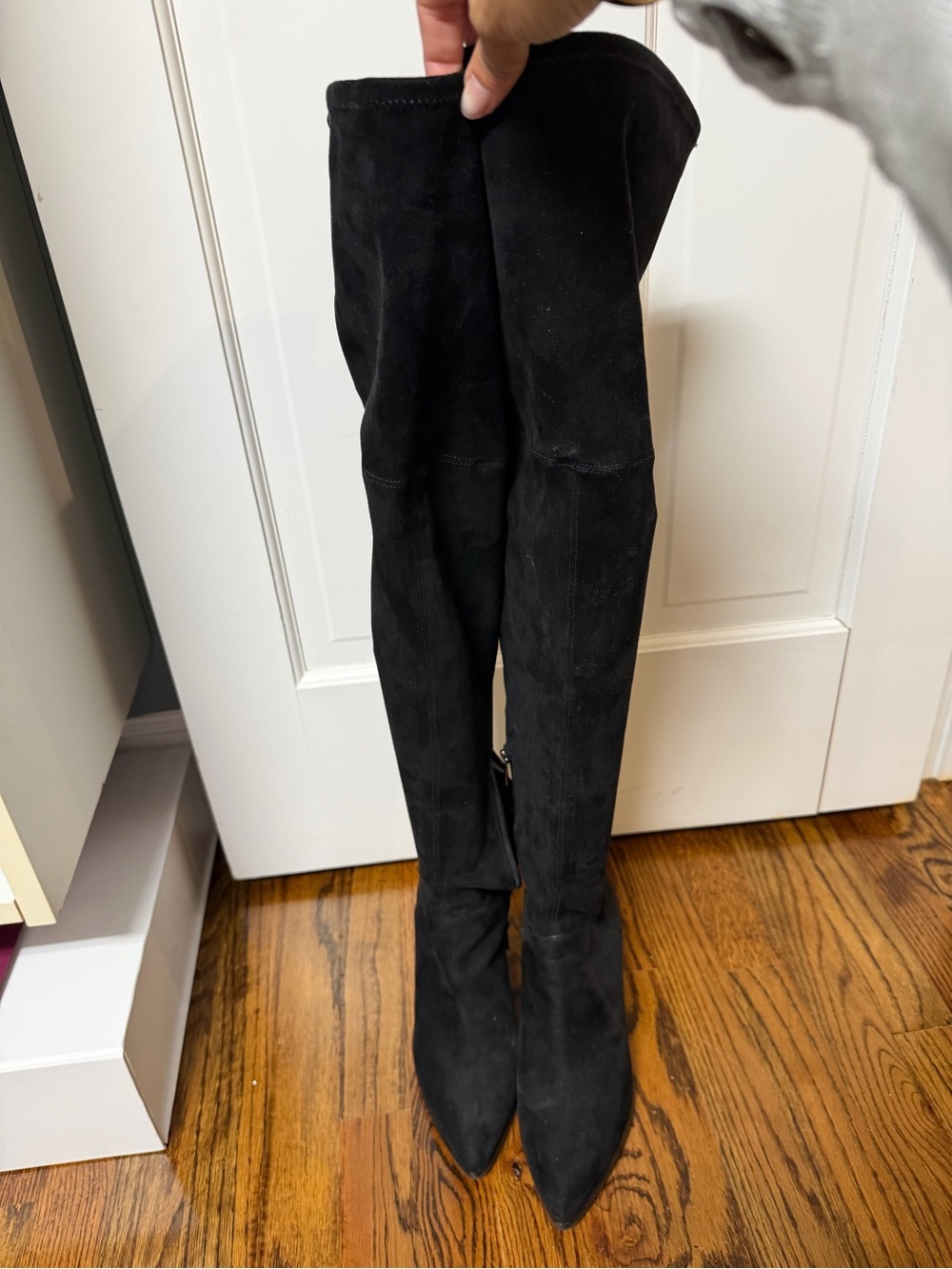 Marc Fisher Black Suede Over-the-Knee Pointed Toe Boots